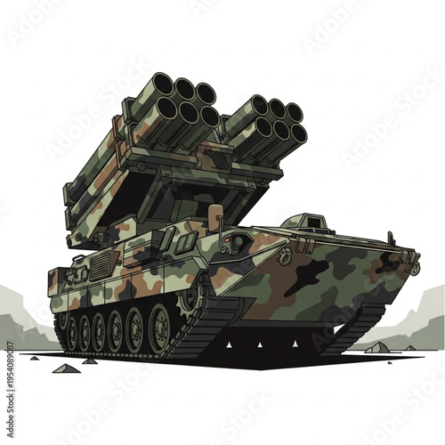 Military Rocket Launcher Vehicle Camouflage.