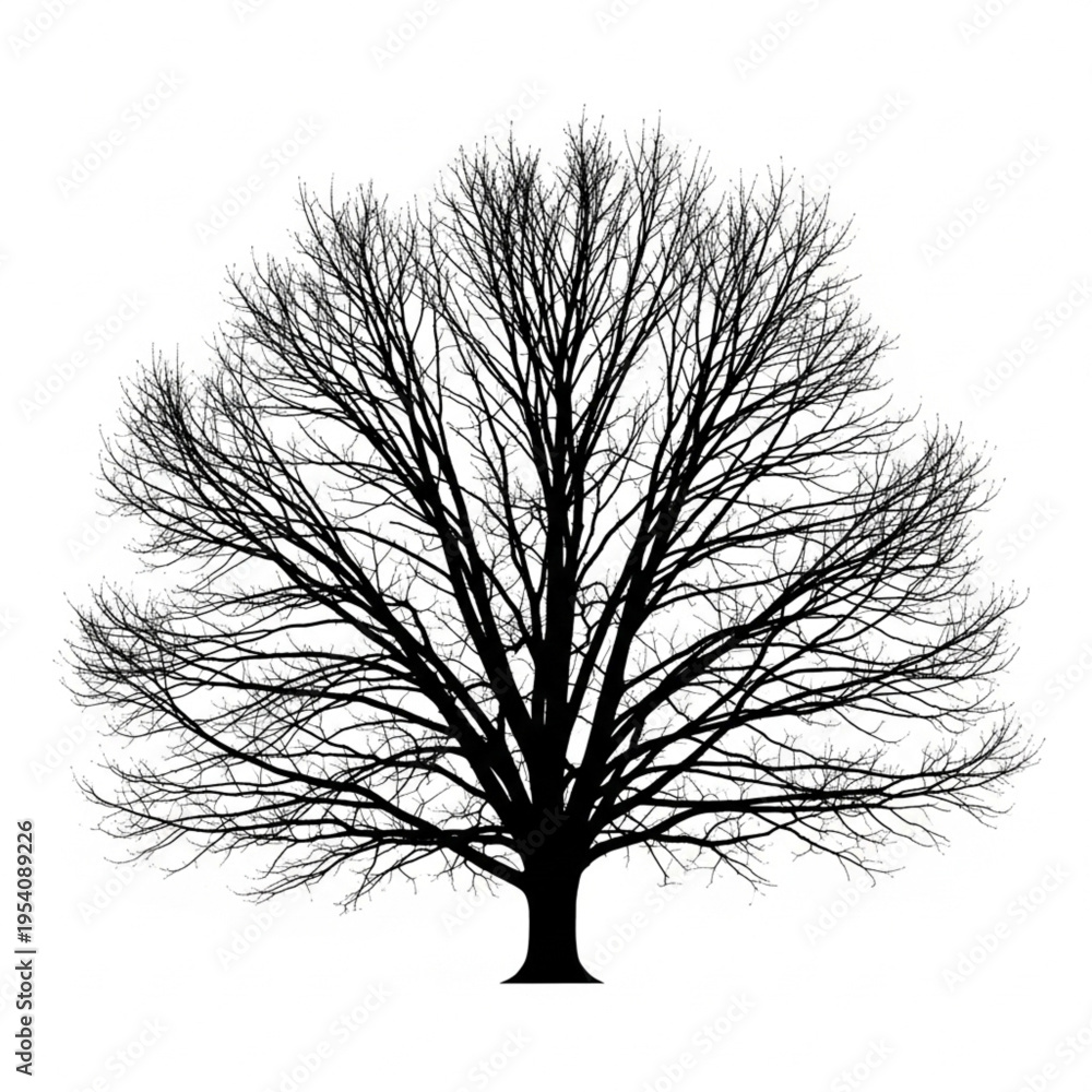Obraz premium Bare Tree Silhouette with Branches and Trunk.