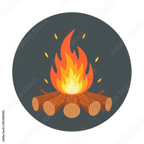 Illustration of a Campfire with Flames.