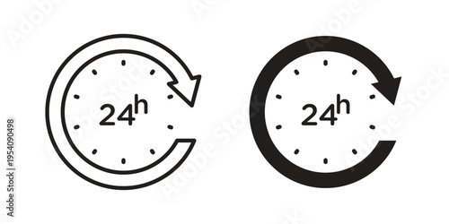24 Hrs icon logo vector. Set of line icons. flat designs