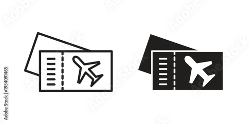 Airline ticket icon logo vector. Set of line icons. flat designs