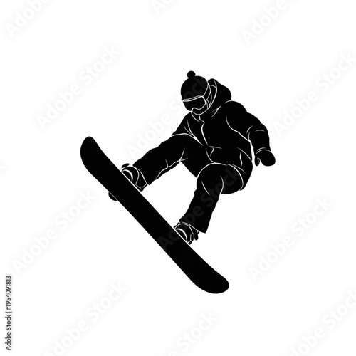 Snowboarder in mid air silhouette.