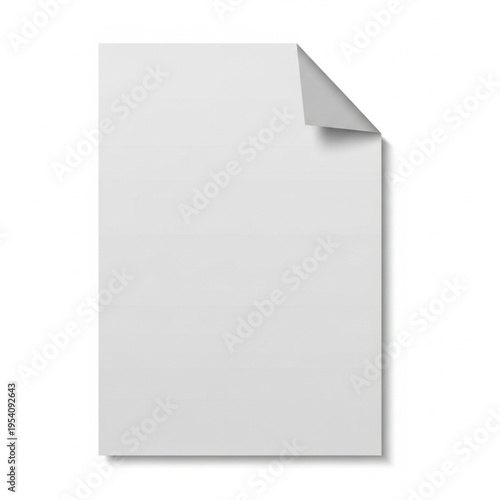 White Paper Sheet with Folded Corner.