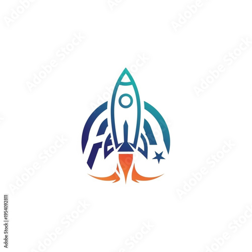 Stylized Rocket Ship Logo Design Element.