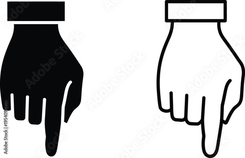 Contrasting depictions of thumbs up and thumbs down hand gestures with sleeves