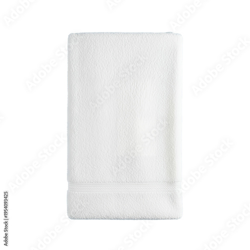 Folded white towel on plain background