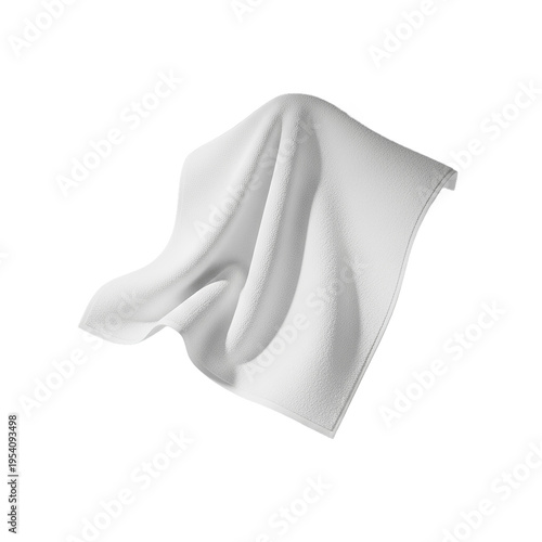 White fabric cloth waving isolated on white background