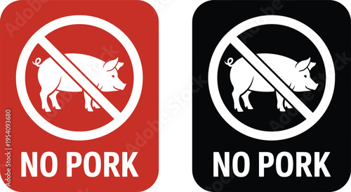 Prohibition signs indicating no pork allowed in certain areas