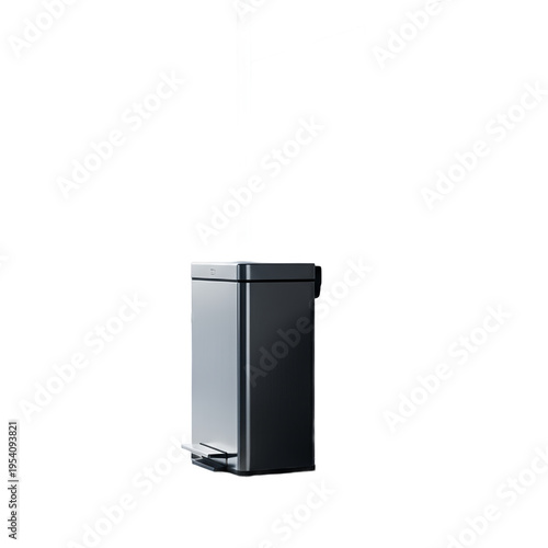 Black pedal trash can with lid, stainless steel and plastic