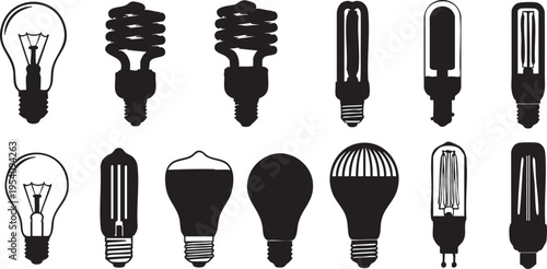 Black and white light bulb silhouettes light bulbs lightbulb lamps