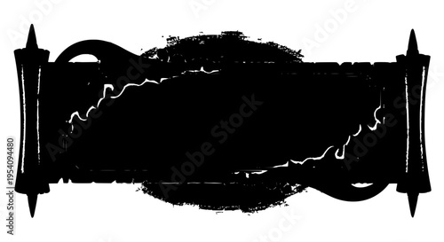 Banners grunge style with sharp spikes and distressed texture, black color featuring labels, tags, titles with headers