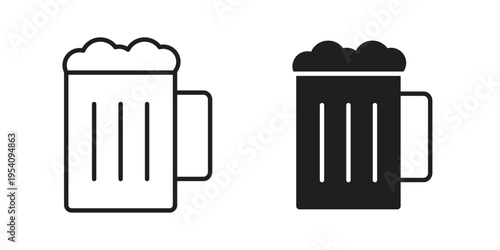 Beer mug icon logo vector. Set of line icons. flat designs