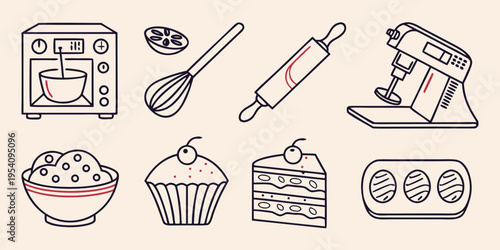 Baking and Desserts line food sweets bakery