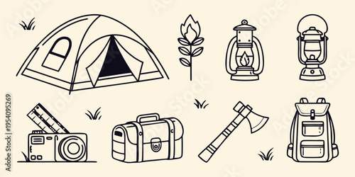 Camping and outdoor set camping outdoor tent lantern fire backpack