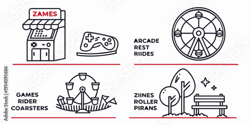 Amusement park with rides and games arcade coasters roller coaster