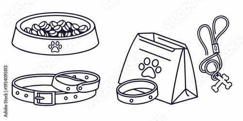 Dog food bowl pet accessories pet bowl dog collar pet food bag