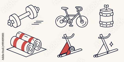 Fitness Equipment dumbbell bicycle barrel yoga mat exercise bike