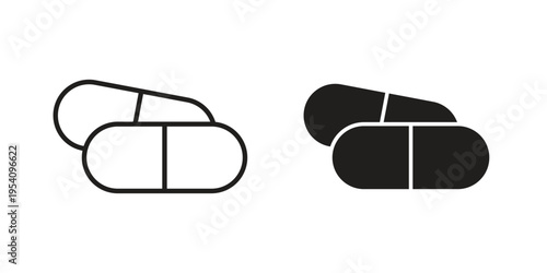 Capsule icon logo vector. Set of line icons. flat designs
