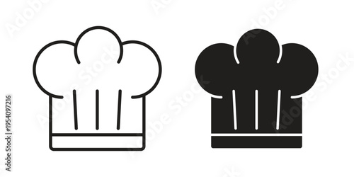 Chef hat icon logo vector. Set of line icons. flat designs