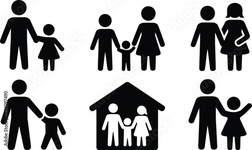 Diverse family structures illustrated with simple icons