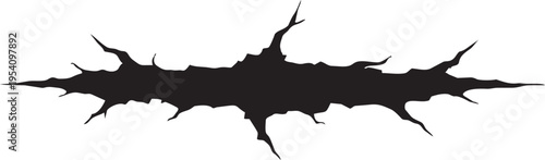 Thick horizontal split crack texture for ground concrete wall destruction smash effect dry land vector background