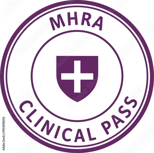 Mhra clinical pass approved seal emblem stamp medical healthcare regulatory compliance symbol