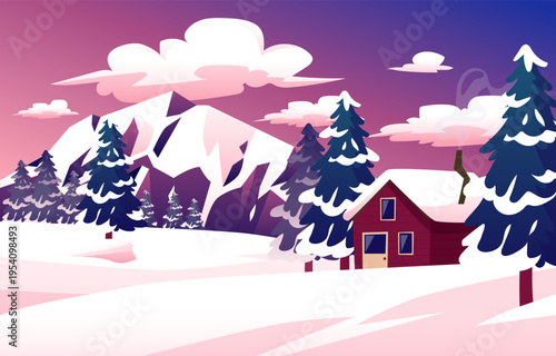 winter landscape with house