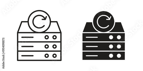 Data backup icon logo vector. Set of line icons. flat designs
