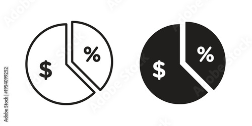 Dividend icon logo vector. Set of line icons. flat designs