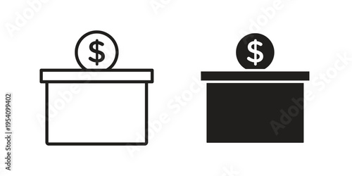 Donation box icon logo vector. Set of line icons. flat designs