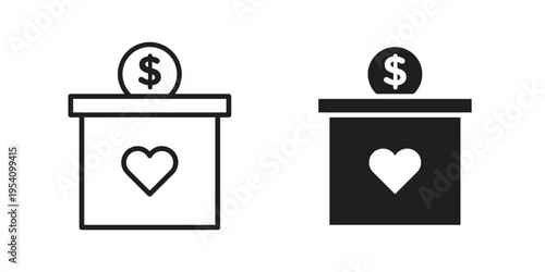 Donations icon logo vector. Set of line icons. flat designs