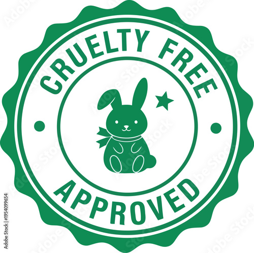 Cute bunny approved cruelty free stamp symbol isolated on transparent background vector illustration