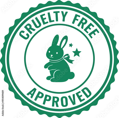Green bunny approved cruelty free stamp symbol isolated on transparent background vector illustration