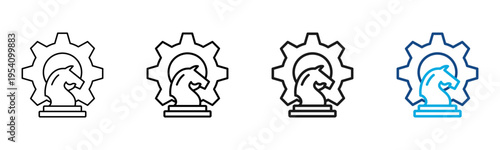 Process Automation Icon Different Style Outline Collection Set Vector Illustration