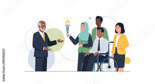 Diverse Business Team Leadership and Mentorship: Passing the Torch of Innovation for an Inclusive Future