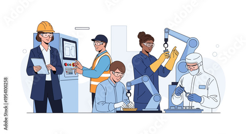 Skilled Professionals and Robotics in Modern Manufacturing, Automation, and Advanced Production Processes