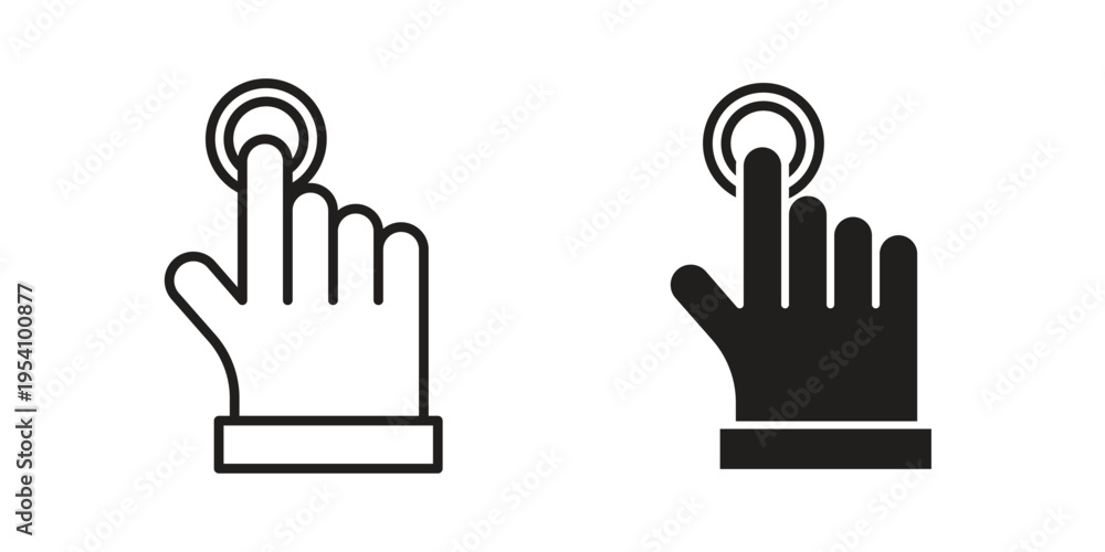 Obraz premium finger tap icon logo vector. Set of line icons. flat designs