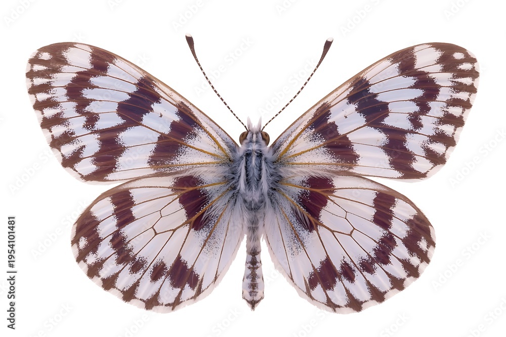Fototapeta premium Close up of a brown and white butterfly on clean background