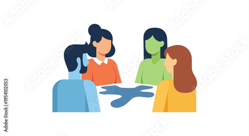 Business Team Meeting & Collaboration Illustration: Diverse Group Discussing Ideas, Brainstorming & Working Together on a Project Concept
