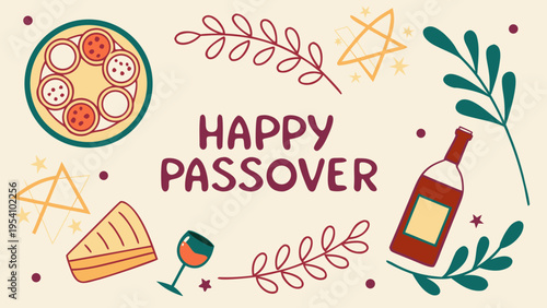 Happy Passover greeting card vector illustration