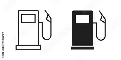 Gas station icon logo vector. Set of line icons. flat designs