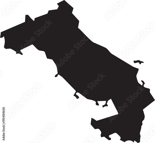 Black silhouette map of the United Arab Emirates a country outline vector graphic for travel and geography concepts isolated on white