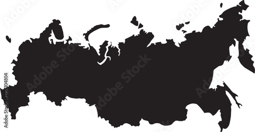 Black silhouette map of Russia a simple vector illustration representing the countrys geography for travel and informational purposes isolated on white
