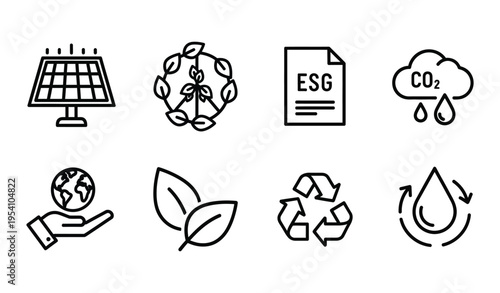 Sustainable eco friendly icons for business and environment