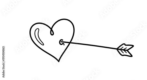 A heart pierced by an arrow in a simple line drawing style