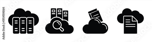 Cloud Storage Data Library and Document Management Icon Set