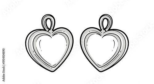 A pair of heart shaped pendants on a white background