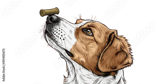 Cute dog holding toy stick