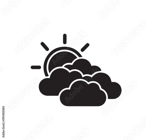 Vector illustrator of partly cloudy weather icon sun behind clouds symbol vector illustration of weather forecast sign for mobile app or website interface design