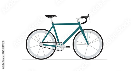 Teal colored bicycle with black seat.